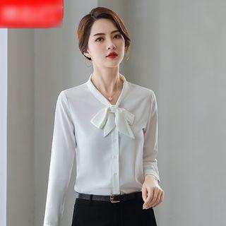Bow Work Shirt / Dress Pants / Pencil Skirt / Set