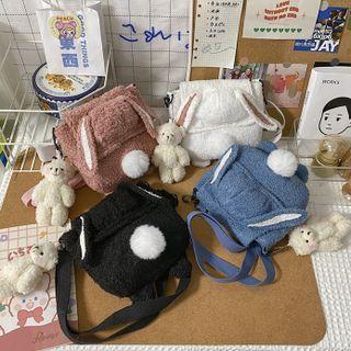 Rabbit Ear Accent Fleece Crossbody Bag