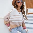 Stripe Button Accent Sweater