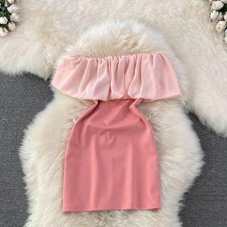 Off-shoulder Ruffle Sheath Mini Dress
