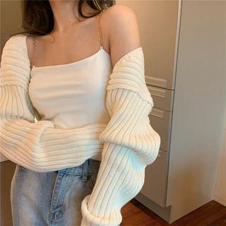 Chain-strap Camisole Top / Cape Cardigan