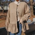 Round-neck Frilled-hem Jacket