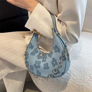 Floral Chain Strap Hobo Bag