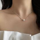 Faux Pearl Pendant Stainless Steel Necklace Silver - One Size