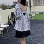 Short-sleeve Round Neck Leopard Print T-shirt