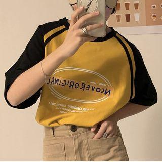 Lettering Short-sleeve Ralgan T-shirt