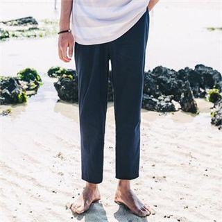 Drawstring-waist Linen-blend Pants