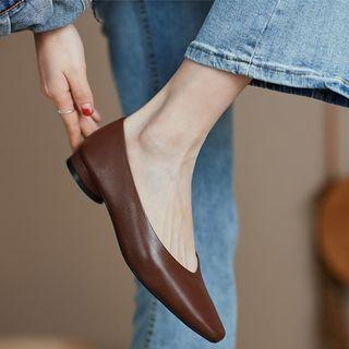 Low-heel Pointed Plain Shoes