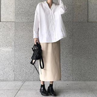 V-neck Shirt / Midi Skirt