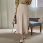 Zip-side Deep-slit Long Skirt
