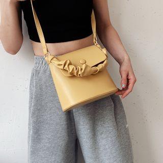 Shirred Top Handle Plain Bucket Bag