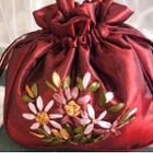 Floral Embroidered Drawstring Bag