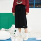 Lettering Knit Midi A-line Skirt