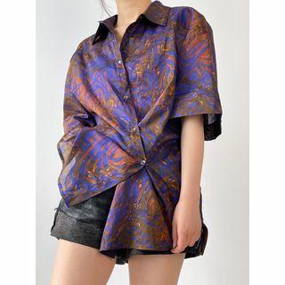 Print Shirt Purple & Brown - One Size