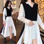 Irregular Long-sleeve Shirt / V-neck Vest