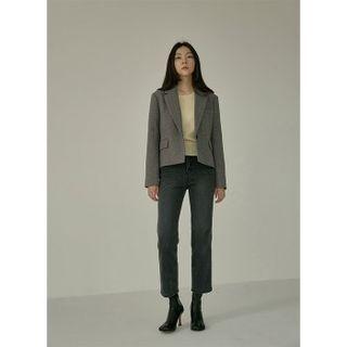 Asymmetric-back Herringbone Blazer