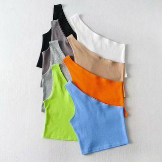 Sleeveless One-shoulder Cropped Top