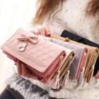 Ribbon Quilted Faux Leather Long Wallet