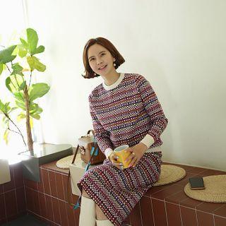 Pattern Knit Matching Sweater & Skirt Set Multicolor - One Size