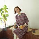 Pattern Knit Matching Sweater & Skirt Set Multicolor - One Size
