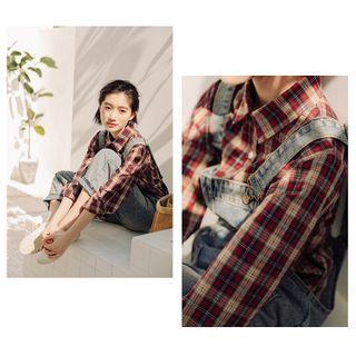 Distressed Straight Leg Denim Dungarees