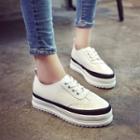 Platform Paneled Lace-up Sneakers