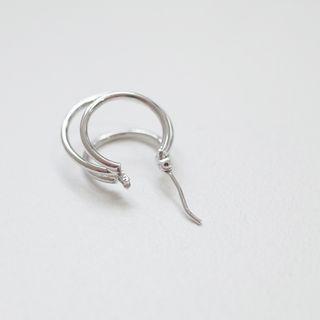 Layered-rings Earrings Silver - One Size