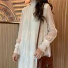 Mesh Long-sleeve Tiered A-line Dress
