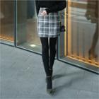 Band-waist Plaid Mini Skirt