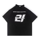 Short-sleeve Numbering Two-tone T-shirt