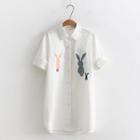Rabbit Embroidered Long Shirt