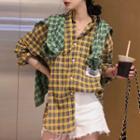 Long-sleeve Tagged Plaid Shirt