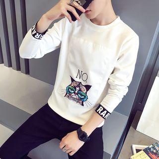Cat Printed Letter Sweatshirt