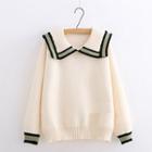 Contrast Trim Wide Collar Sweater