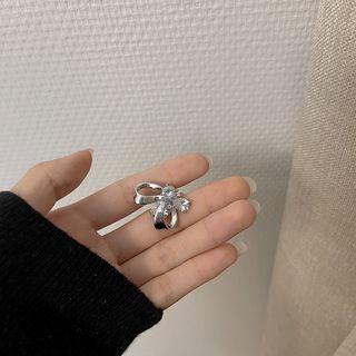 Rhinestone Flower Ear Cuff 1 Pc - Silver - One Size