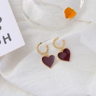 Alloy Heart Dangle Earring 1 Pair - 925 Silver Needle - Earring - One Size