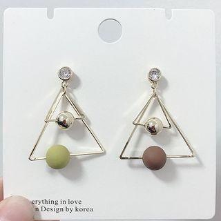 Rhinestone Alloy Triangle Bead Dangle Earring 1 Pair - Gold - One Size