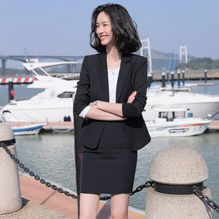 Plain Blazer / Mini Pencil Skirt / Dress Pants / Set