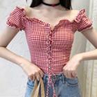 Cap-sleeve Lace-up Top