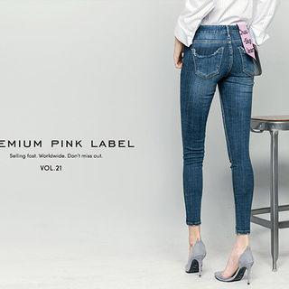 Distressed Washed Skinny -5kg Jeans