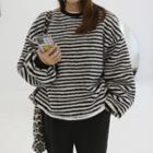 Boucl -knit Striped Pullover