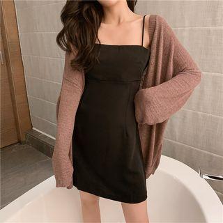 Open-front Light Cardigan / Sleeveless Mini Dress