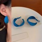 Hoop Stud Earring 1 Pair - Blue - One Size