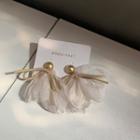 Chiffon Bow Drop Earring 1 Pair - Gold & White - One Size