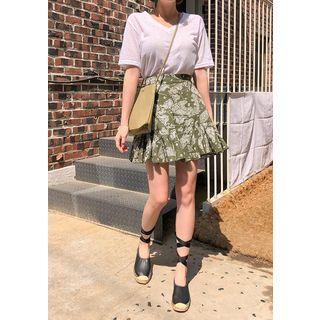 Ruffle-hem Paisley Miniskirt