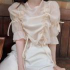 Puff-sleeve Chiffon Top As Shown In Figure - One Size