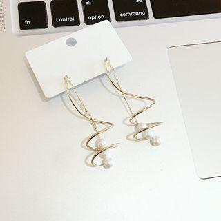 Faux Pearl Spiral Earrings