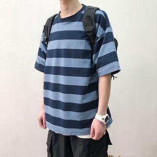 Color-block Stripe Short-sleeve Top