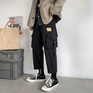 Applique Cargo Harem Cropped Pants