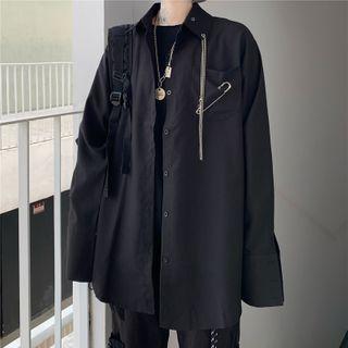 Couple Matching Chain Detail Long Sleeve Shirt